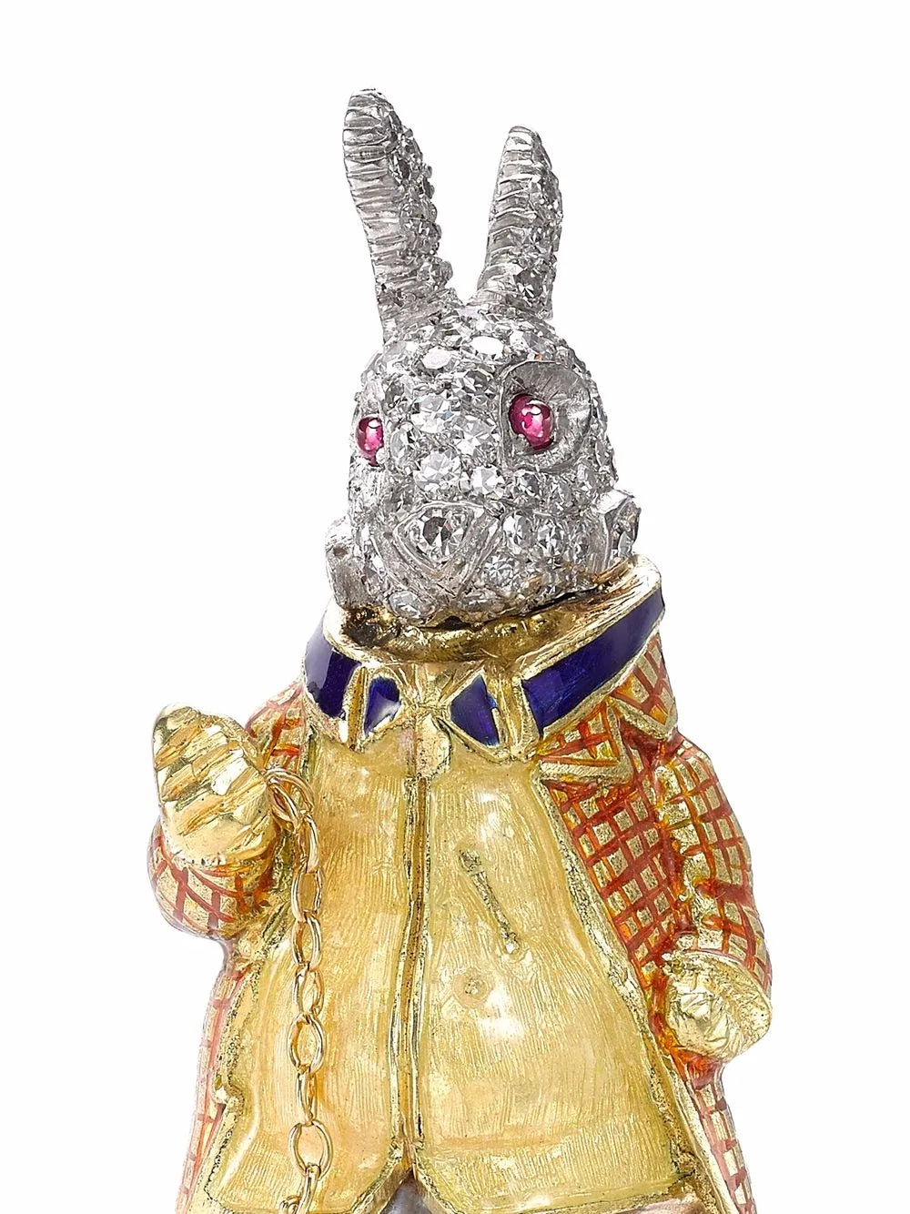 18kt gold Edwardian baroque pearl diamond rabbit brooch