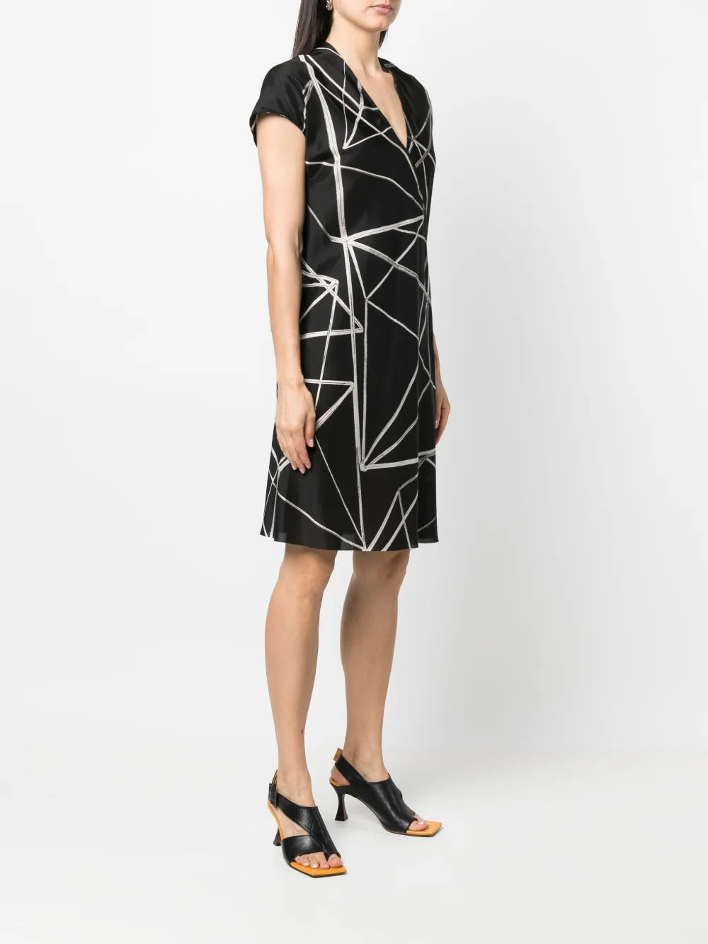 geometric-print wrap dress