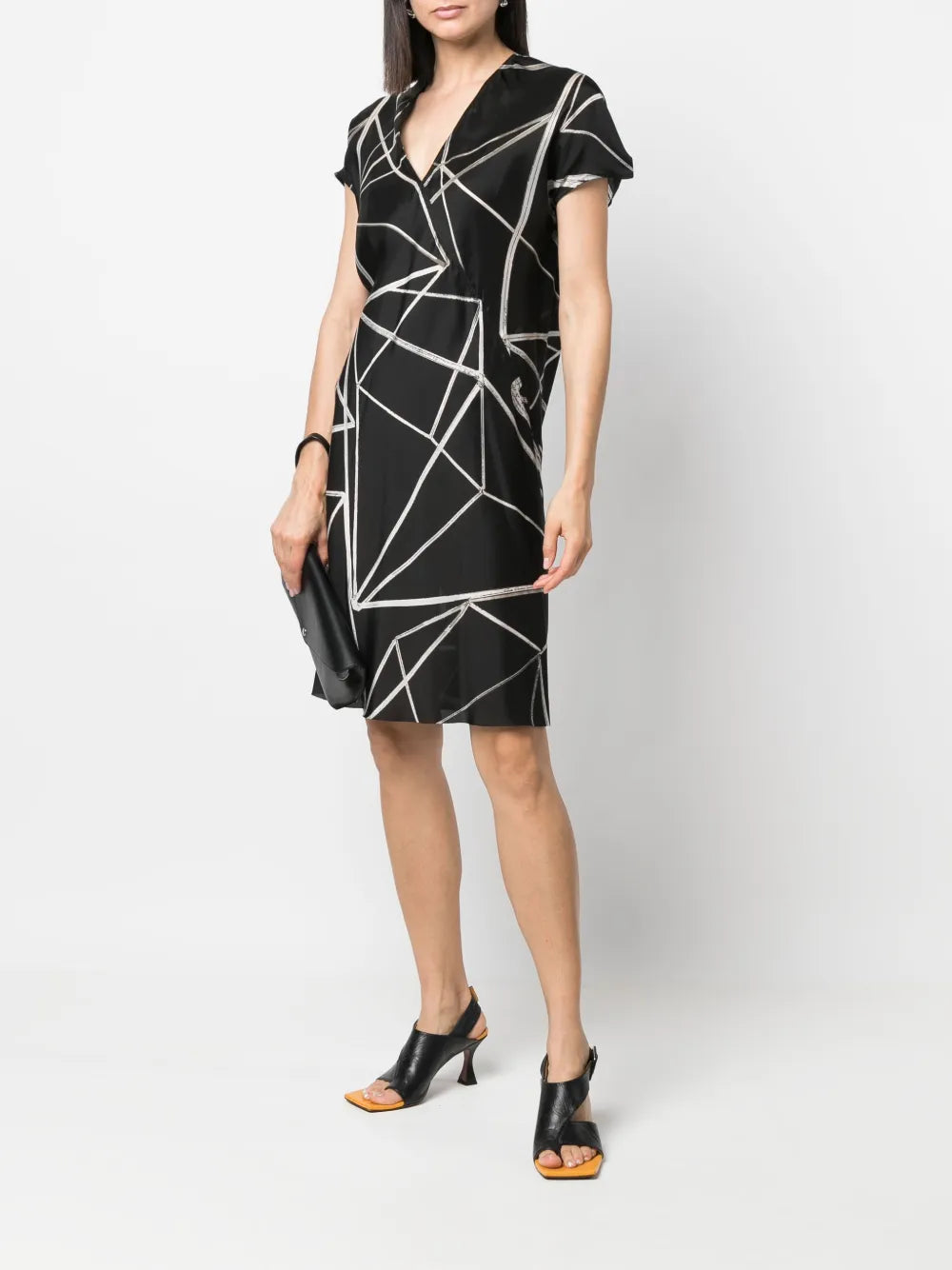 geometric-print wrap dress