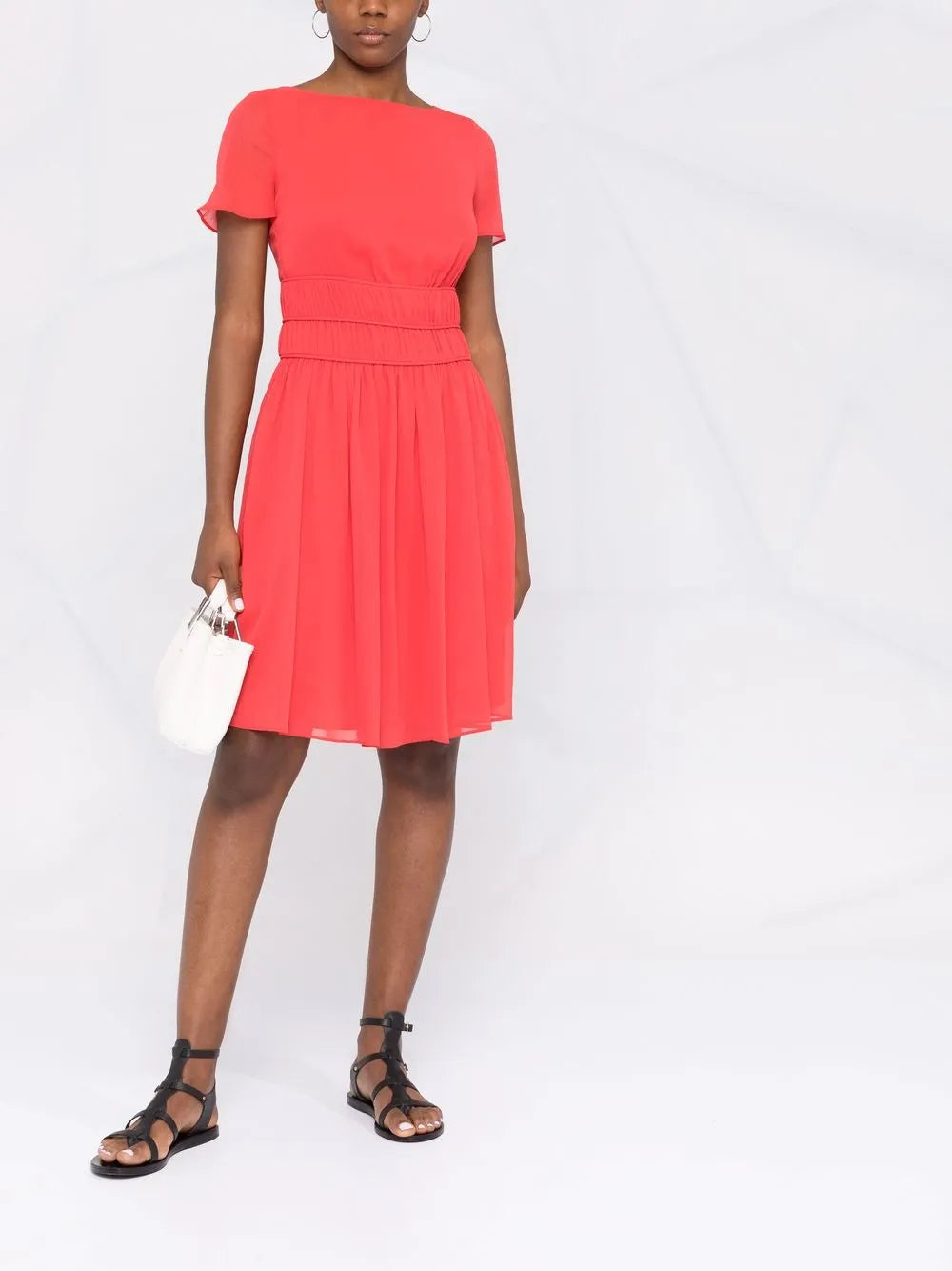 ribbed-waist A-line dress