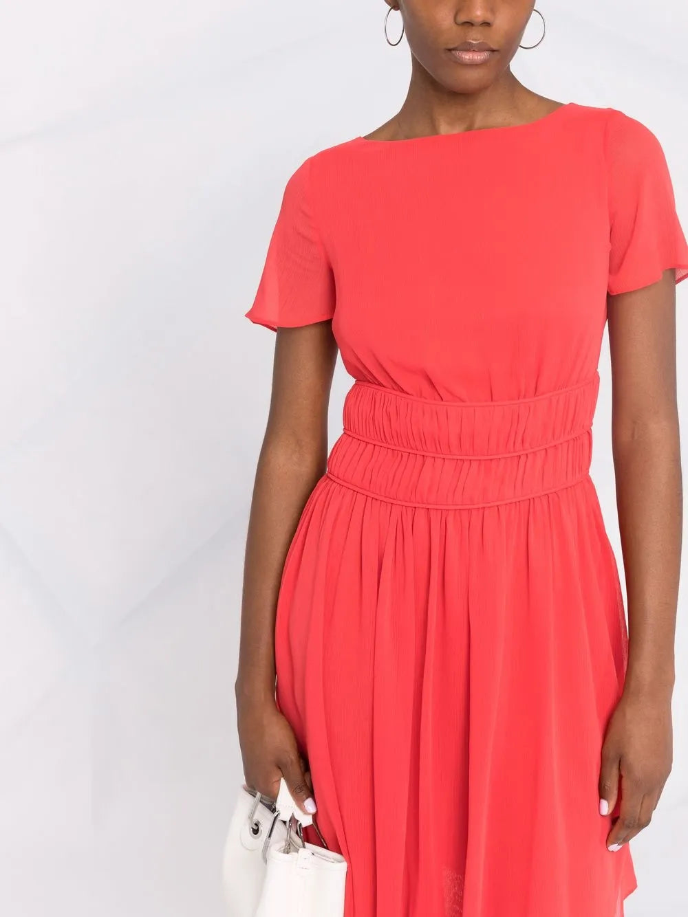 ribbed-waist A-line dress