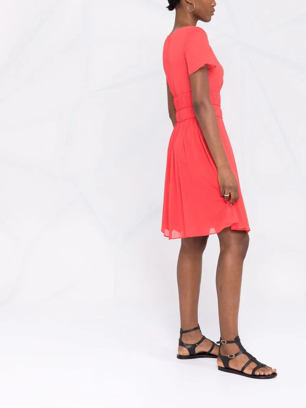 ribbed-waist A-line dress