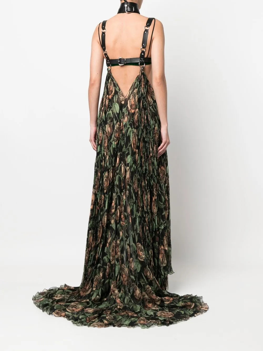 patterned pleated maxi dress