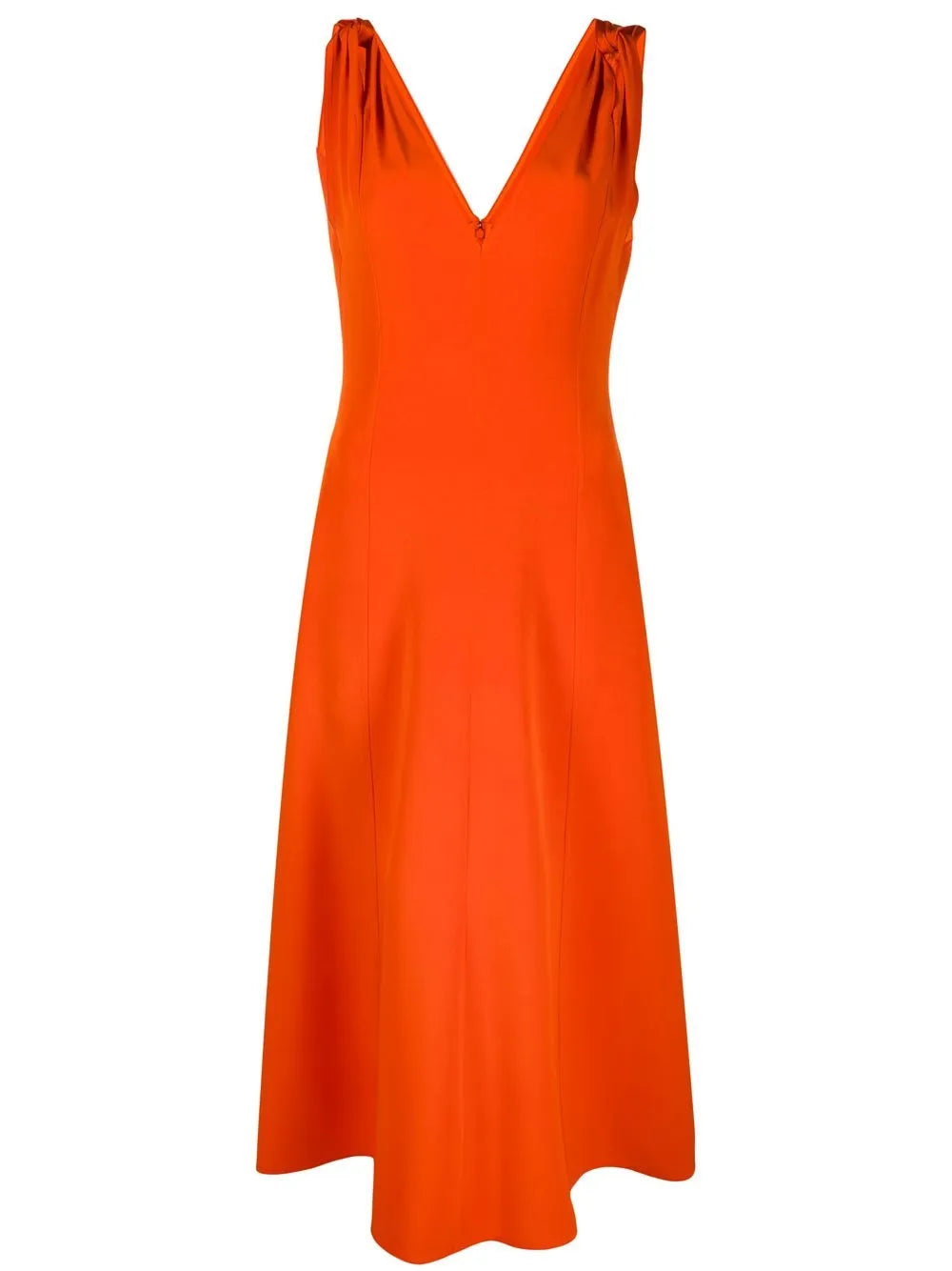 twist-shoulder fit-and-flare dress