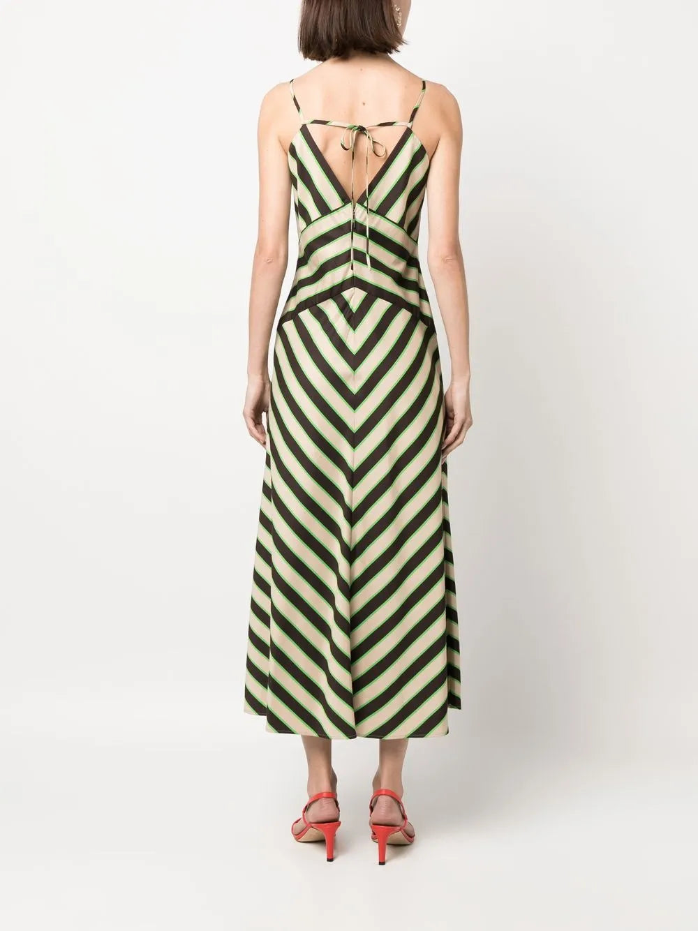 chevron-print rear-tie dress