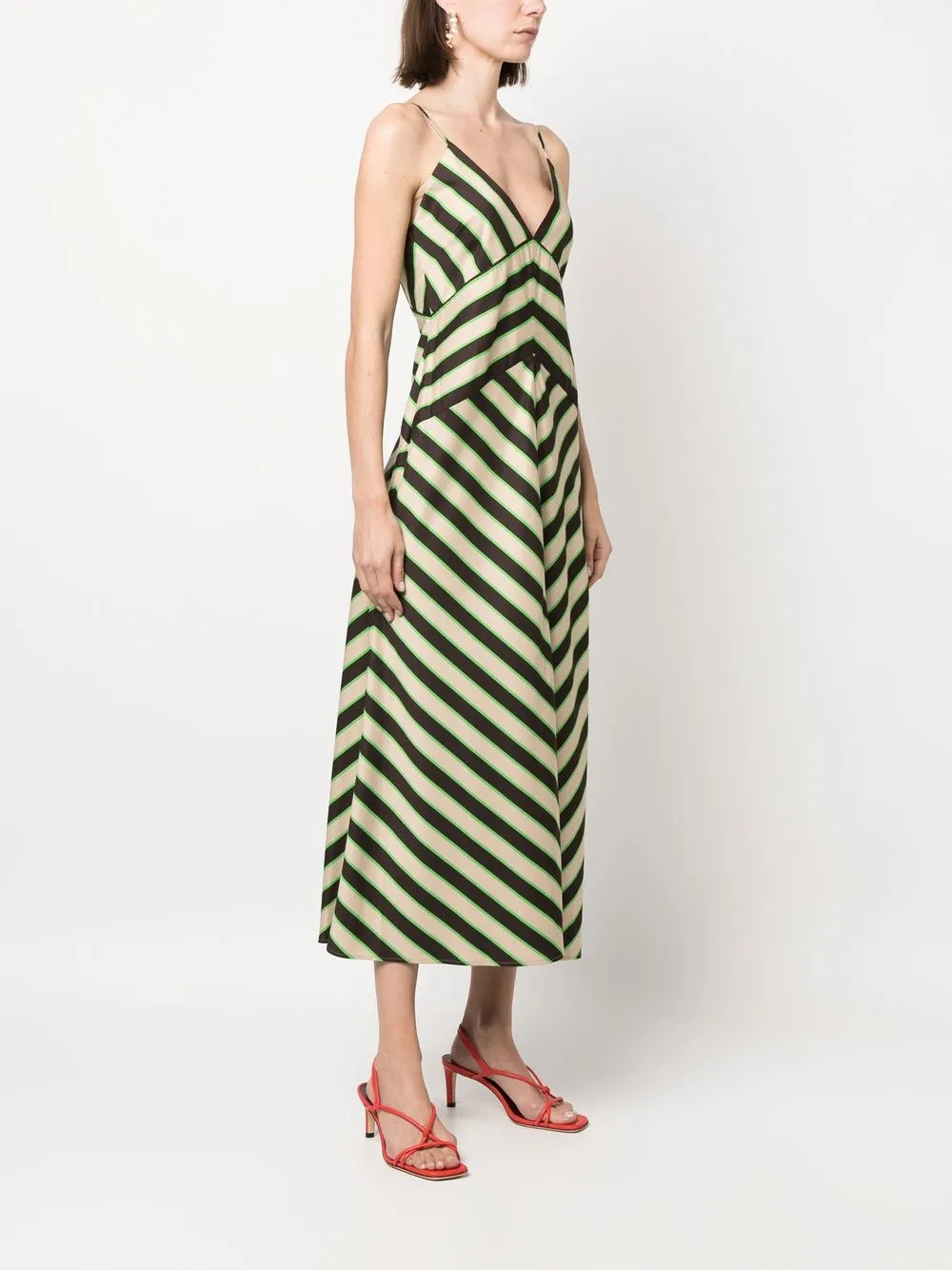 chevron-print rear-tie dress