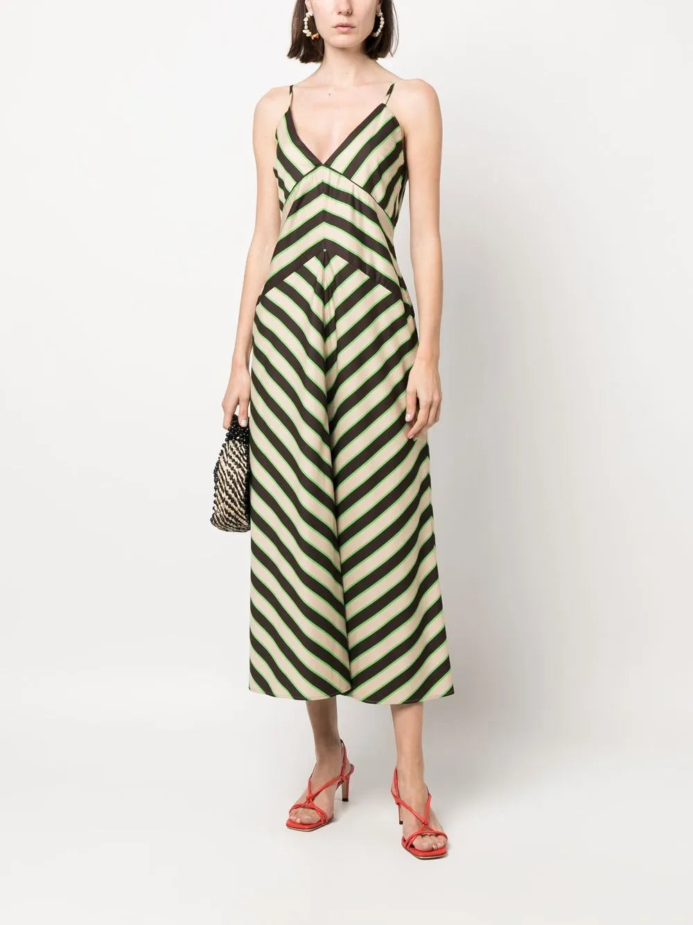 chevron-print rear-tie dress