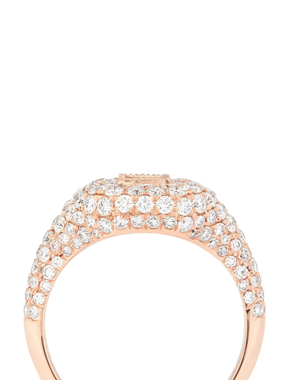 18K rose gold diamond baguette pavé ring