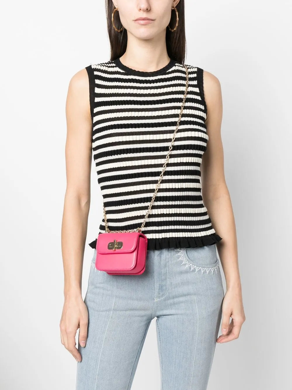 chain-link leather crossbody bag