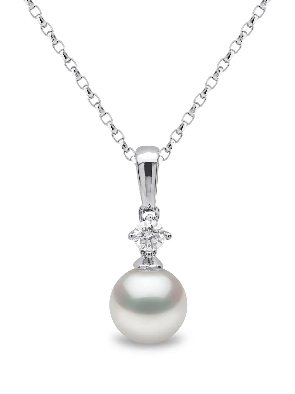 18kt white gold Classic Akoya pearl and diamond necklace