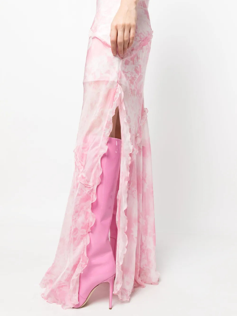 sheer ruffle-detail maxi dress