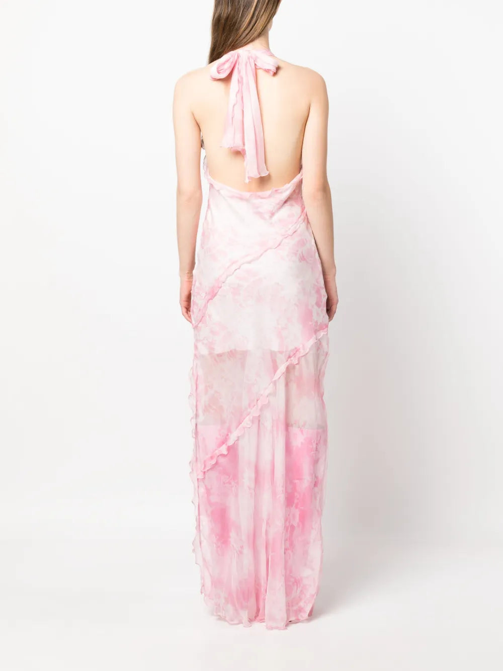 sheer ruffle-detail maxi dress