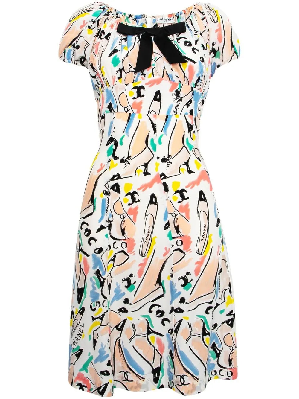 1990s graphic-print silk dress