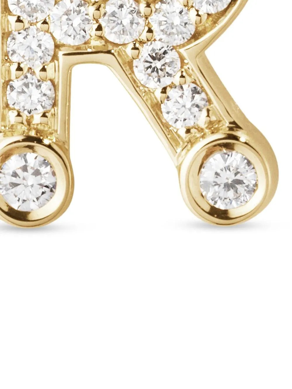 18K yellow gold Petite R diamond stud earring