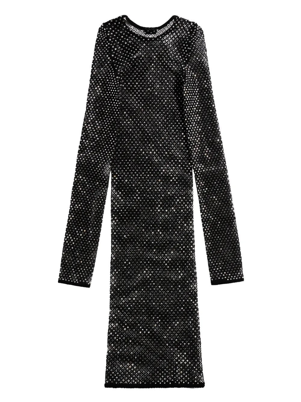 crystal-mesh long-sleeve minidress