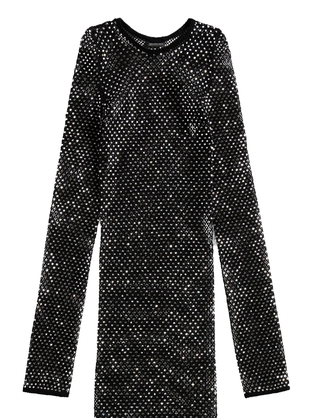 crystal-mesh long-sleeve minidress