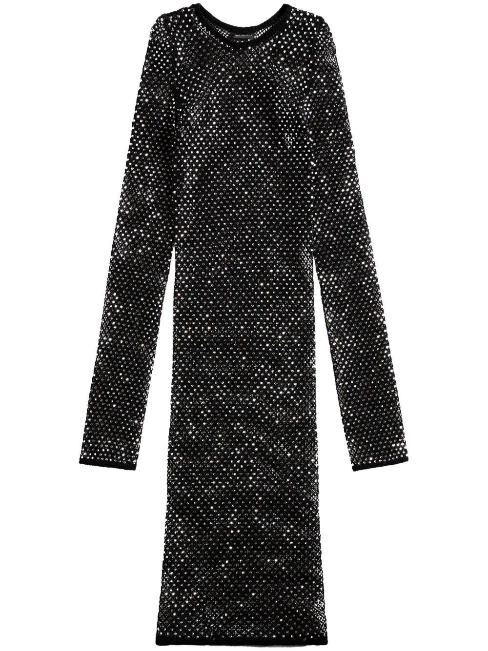 crystal-mesh long-sleeve minidress