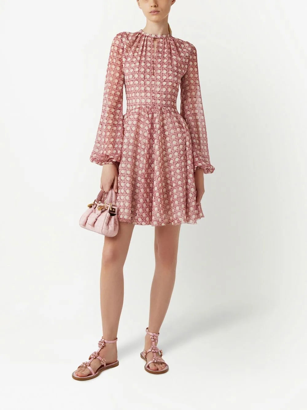 polka-dot flared minidress