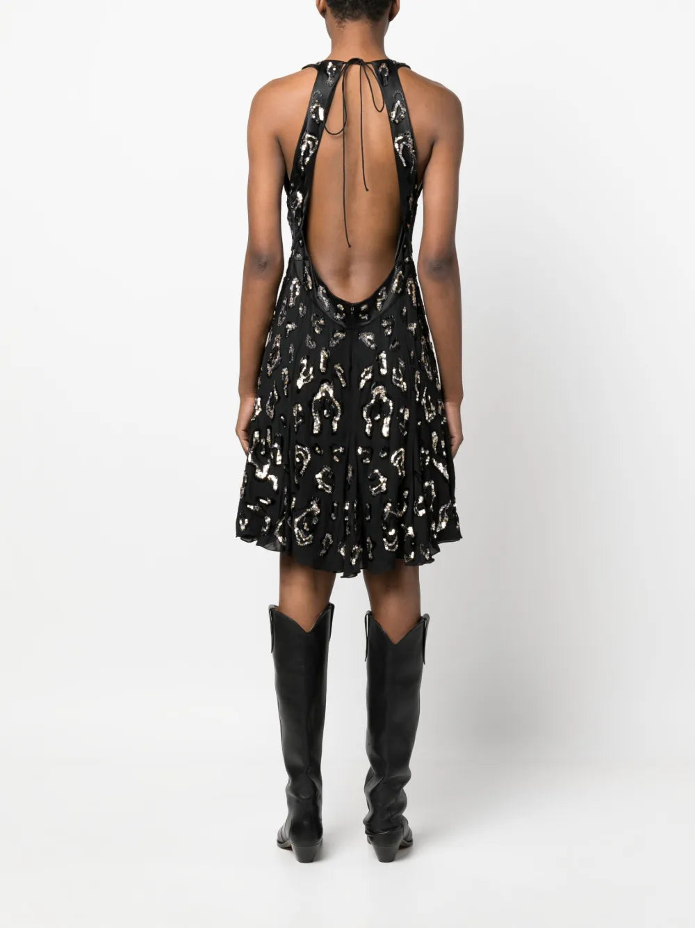 sequin-embellished open-back dress