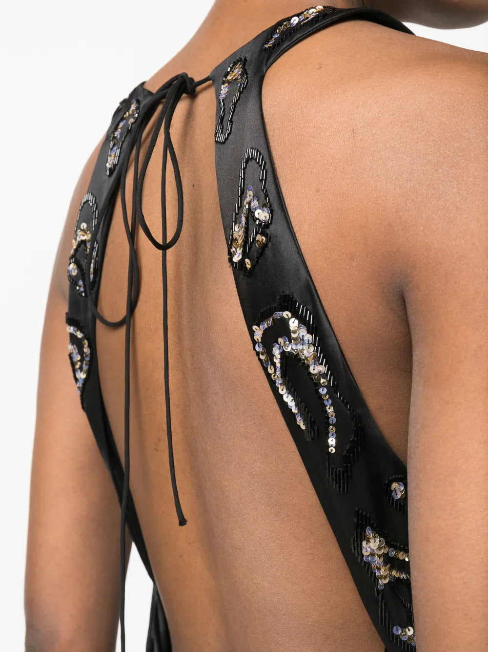 sequin-embellished open-back dress