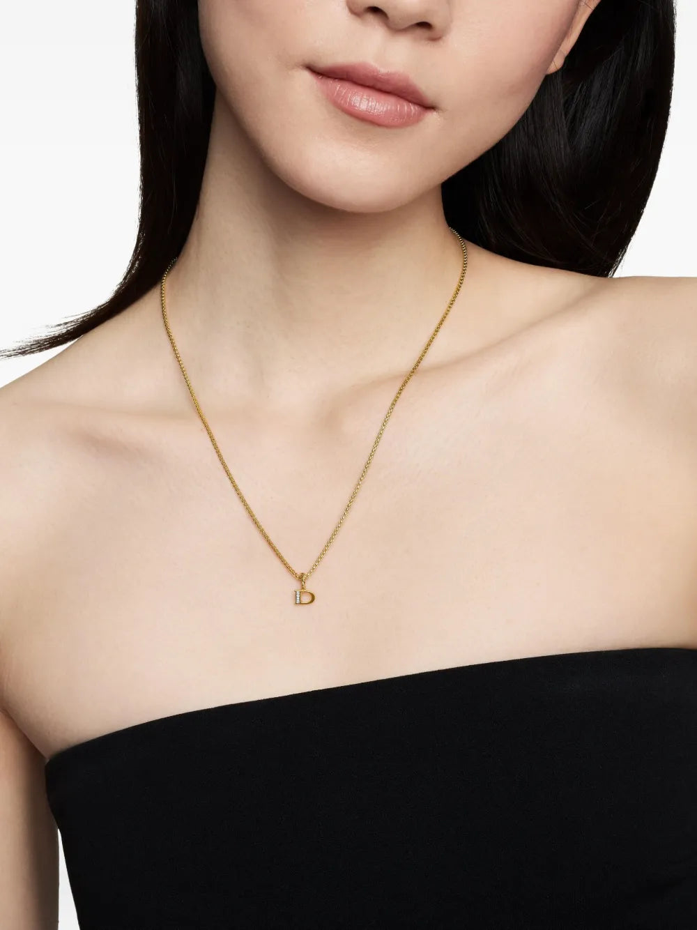 18kt yellow gold Pavé Initial pendant