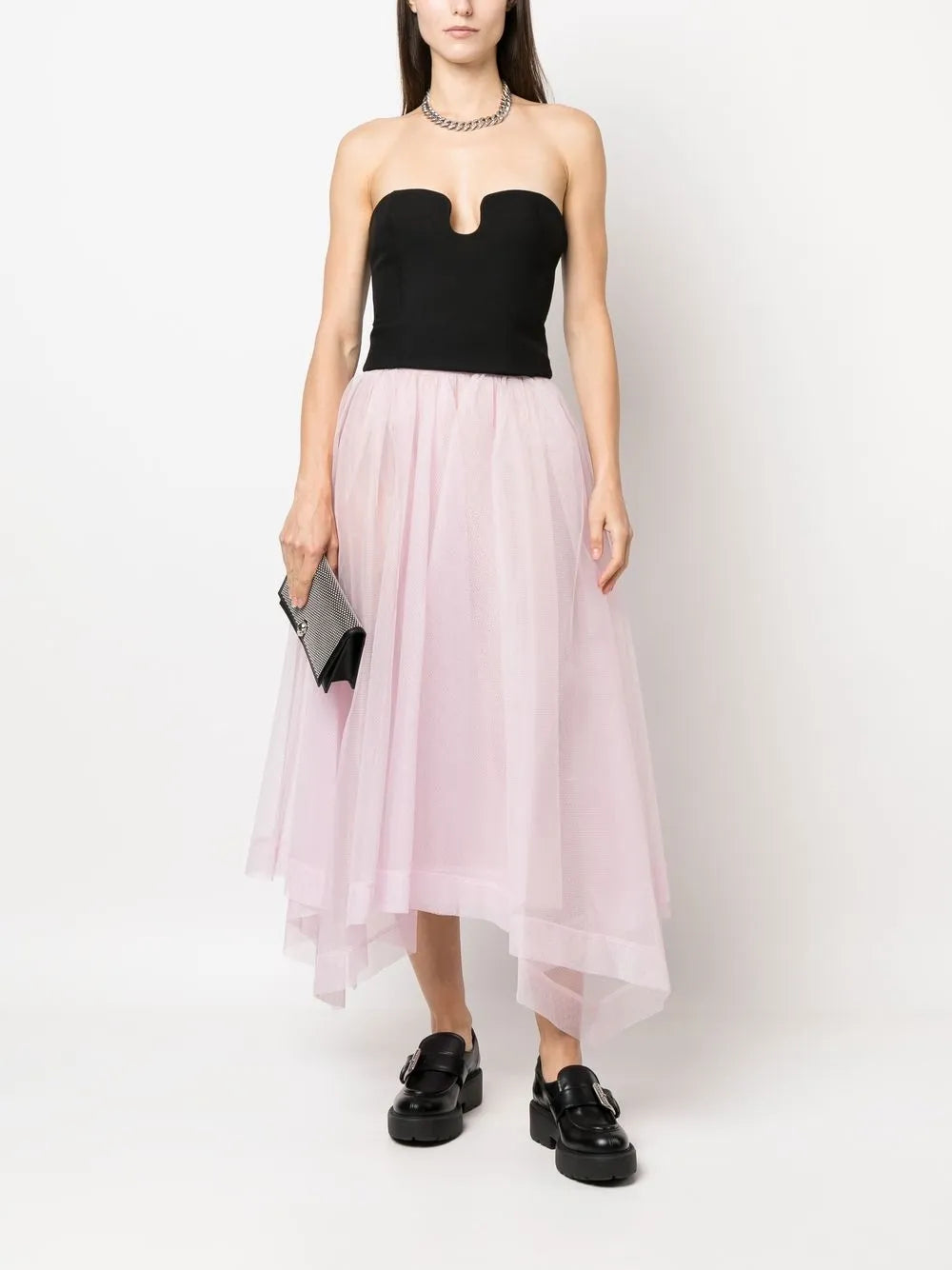 asymmetric-design tiered-skirt