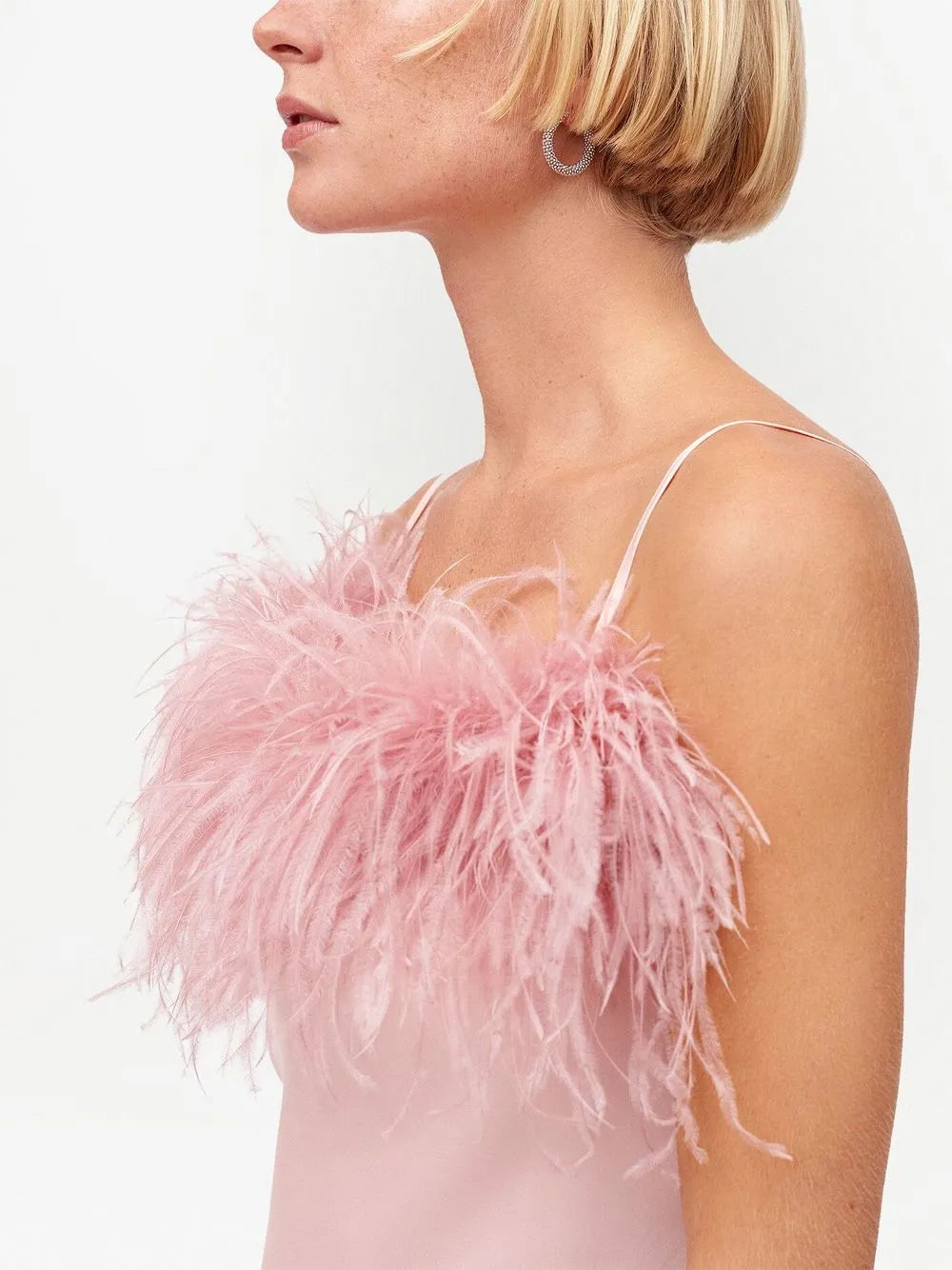 Boheme Feather Trim Slip Dress