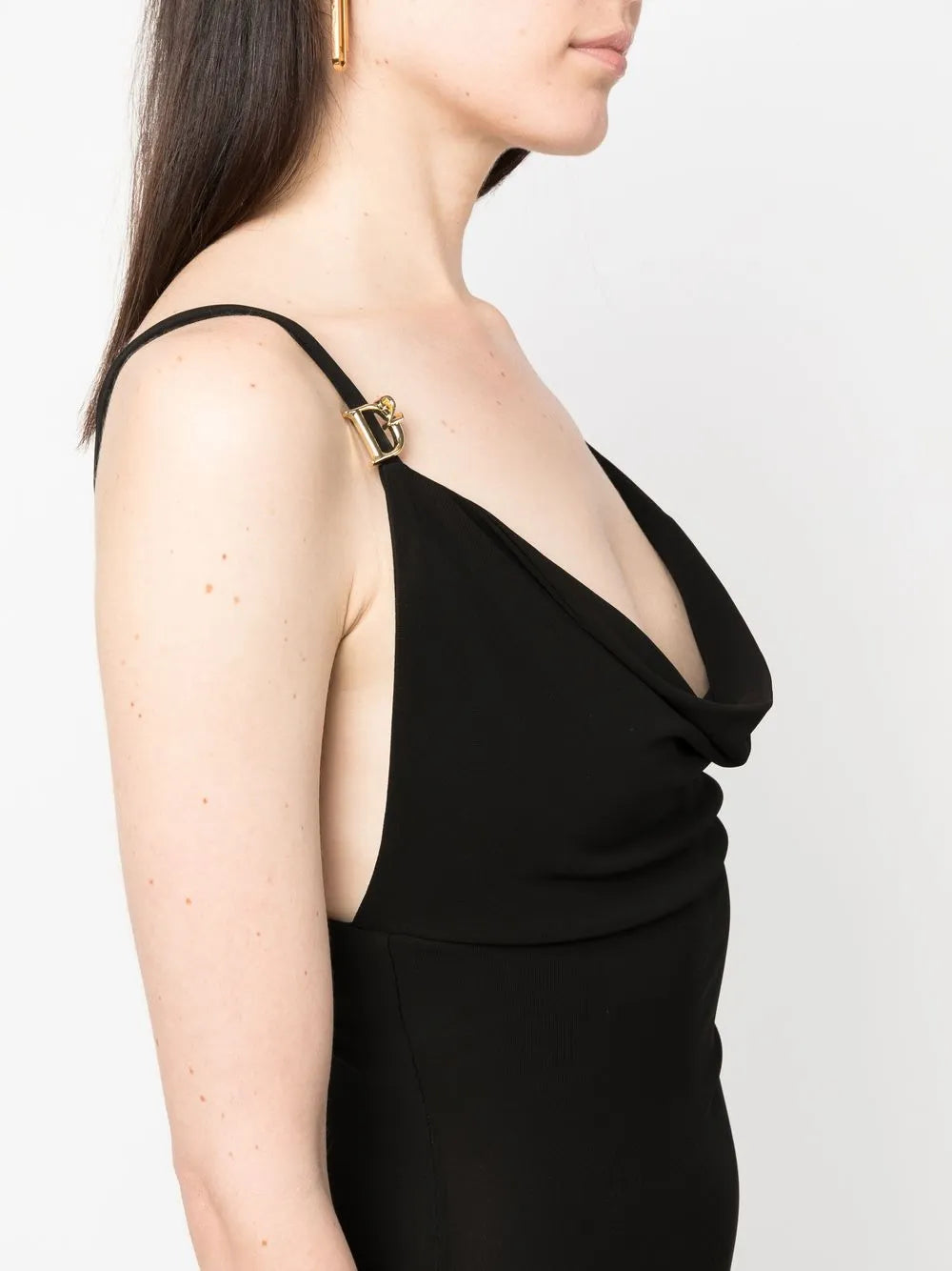 logo-embellished cowl-neck minidress