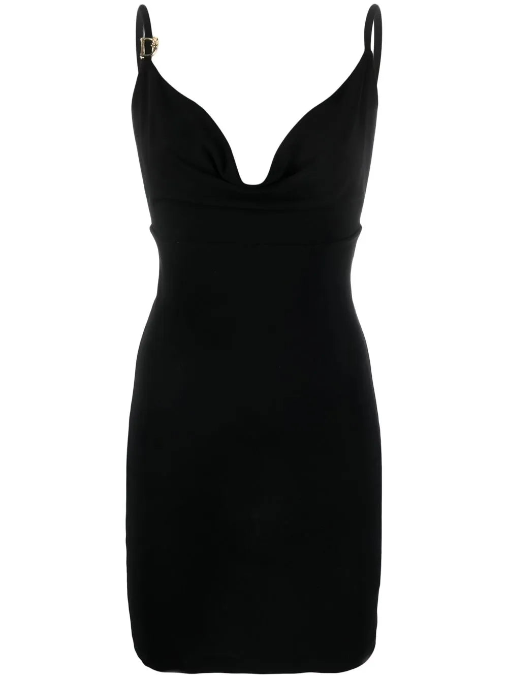 logo-embellished cowl-neck minidress