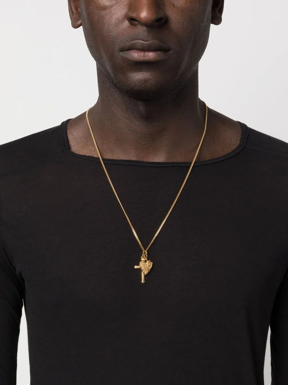 Gold Cross and arabesque heart Pendant