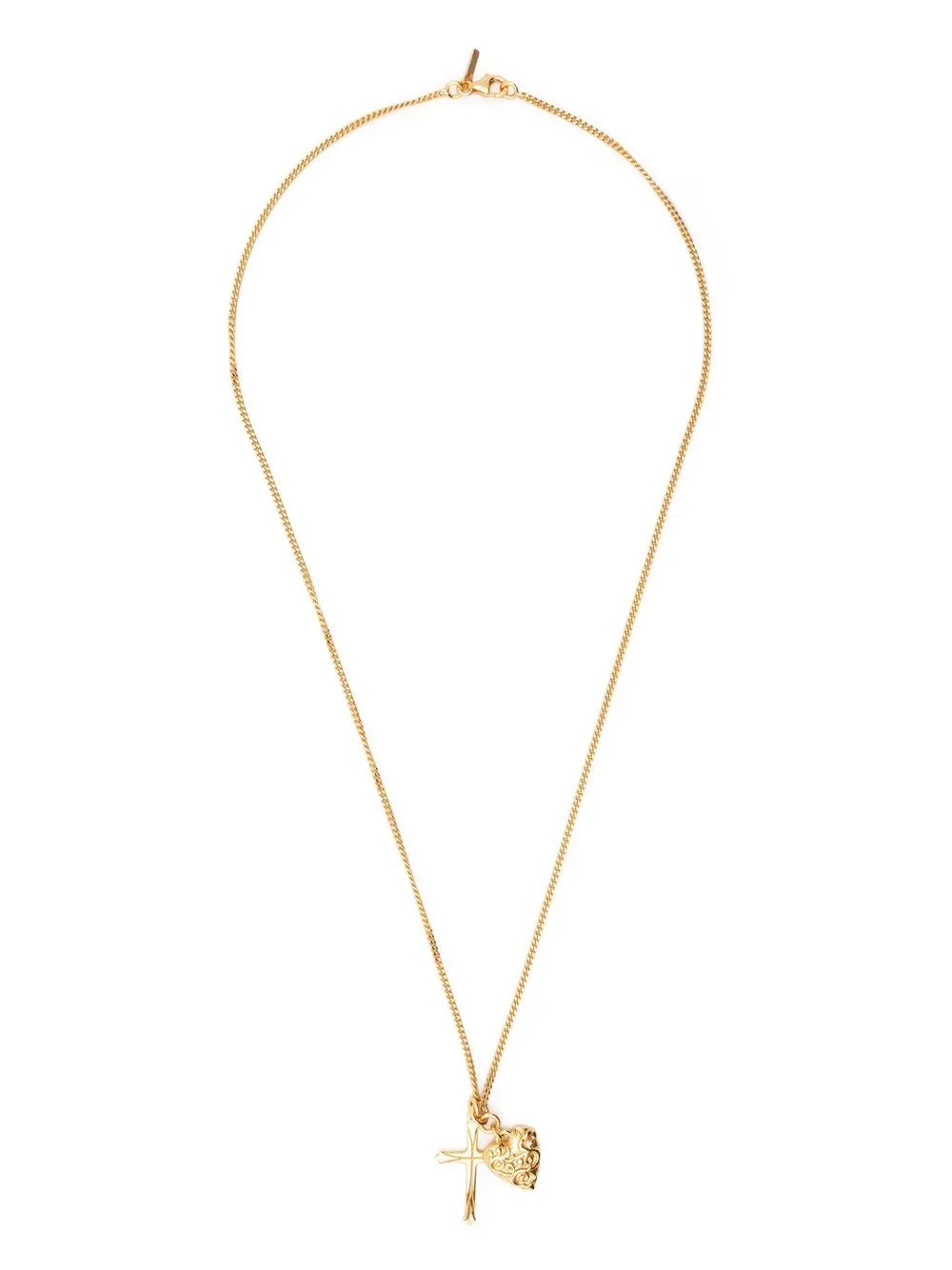 Gold Cross and arabesque heart Pendant