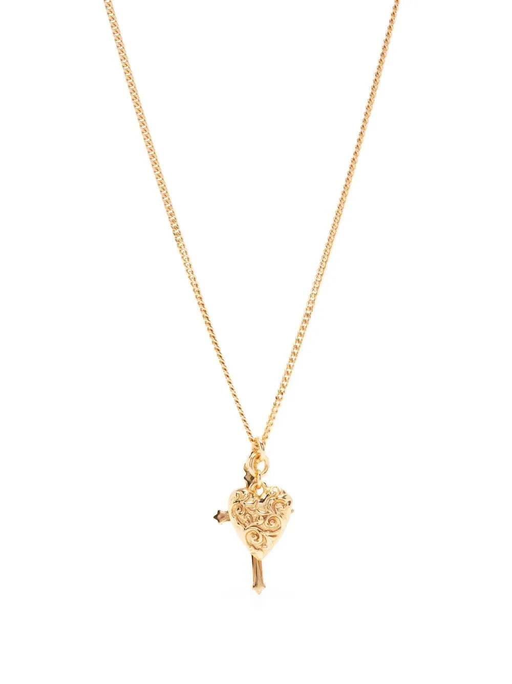 Gold Cross and arabesque heart Pendant