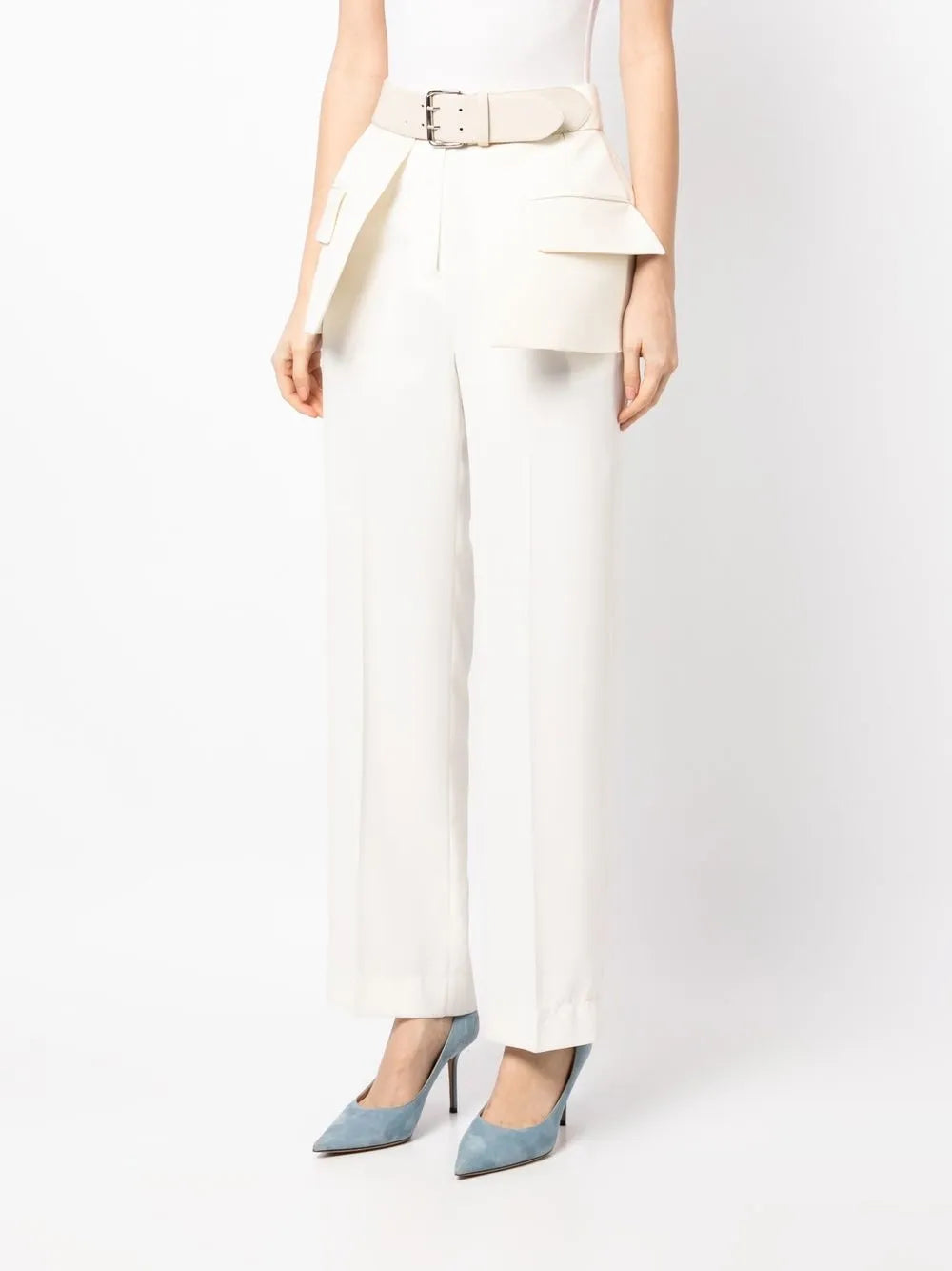 High-waisted peplum belt skirt