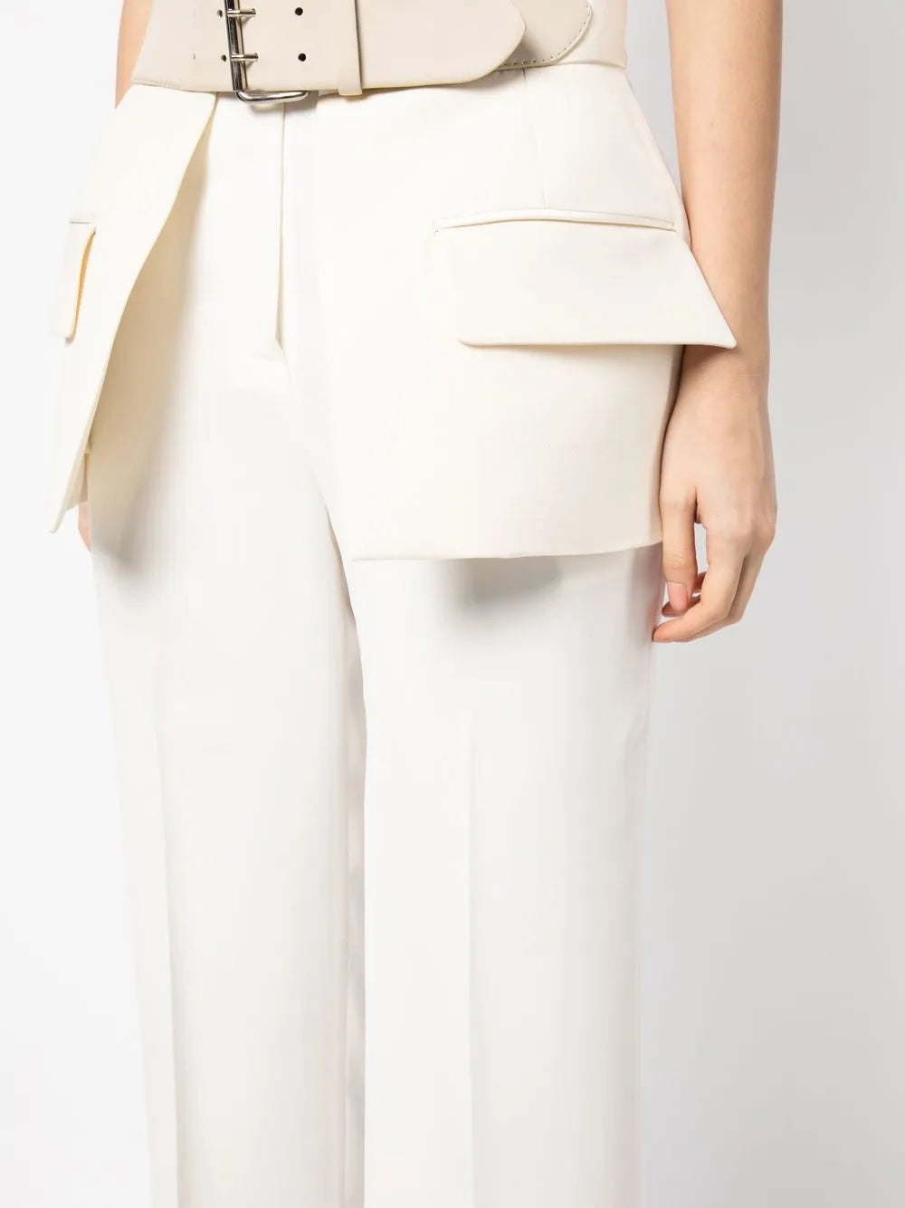 High-waisted peplum belt skirt