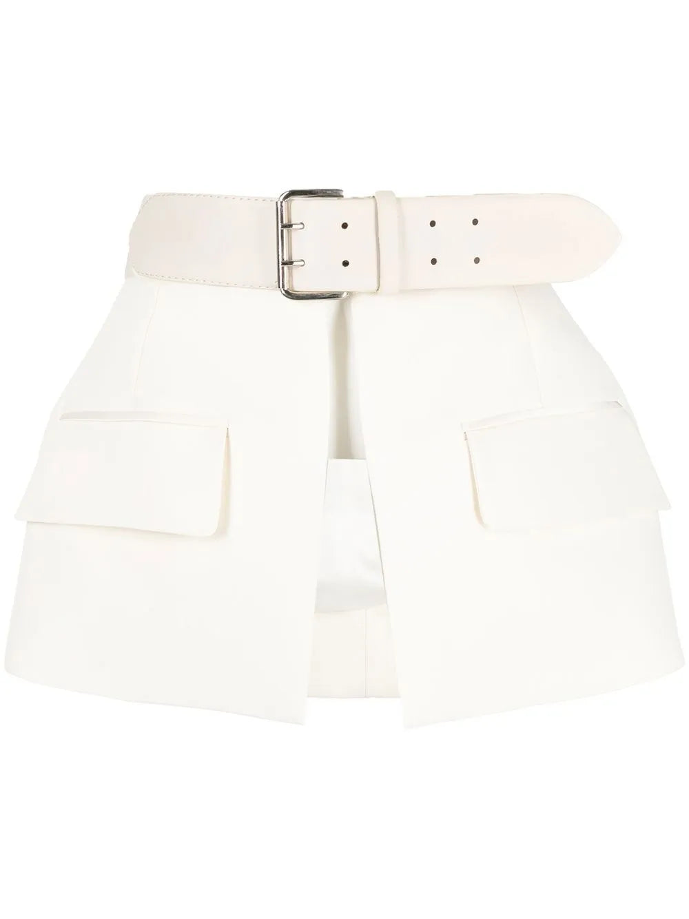 High-waisted peplum belt skirt