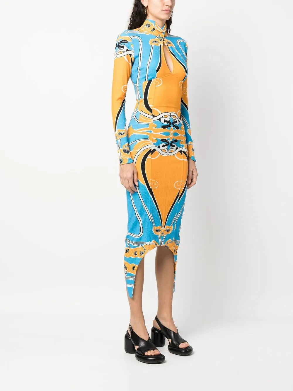 jacquard open back dress