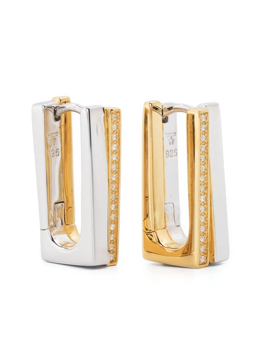 Step Hoops Duo CZ earrings