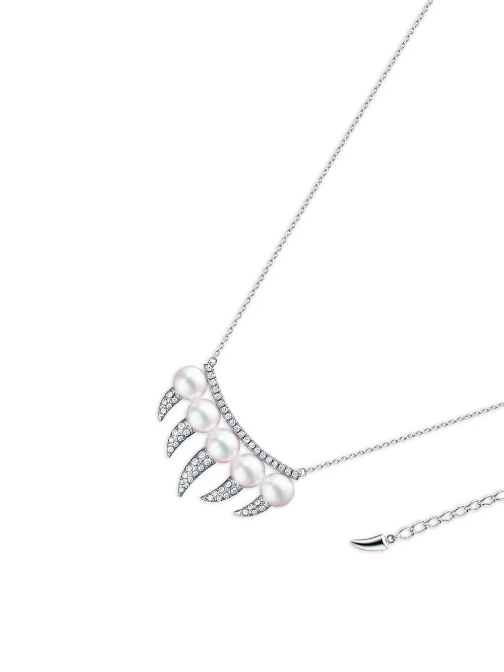 18kt white gold Danger Fang pearl and diamond necklace