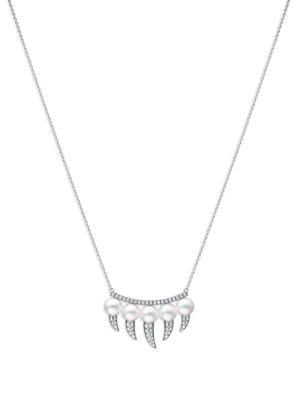 18kt white gold Danger Fang pearl and diamond necklace