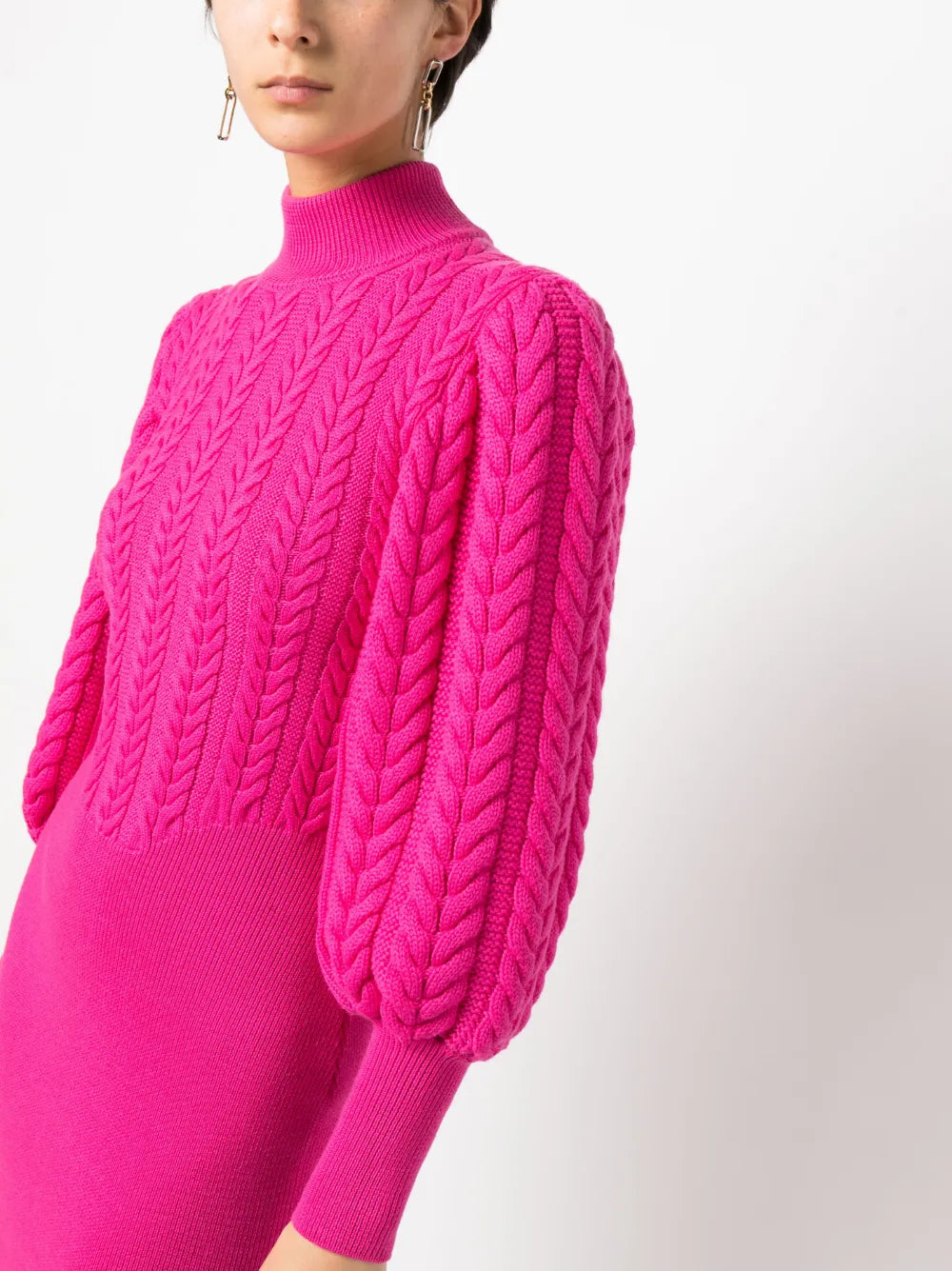 cable-knit high-neck dress