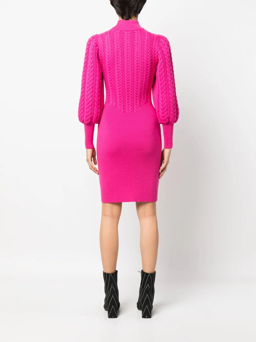 cable-knit high-neck dress