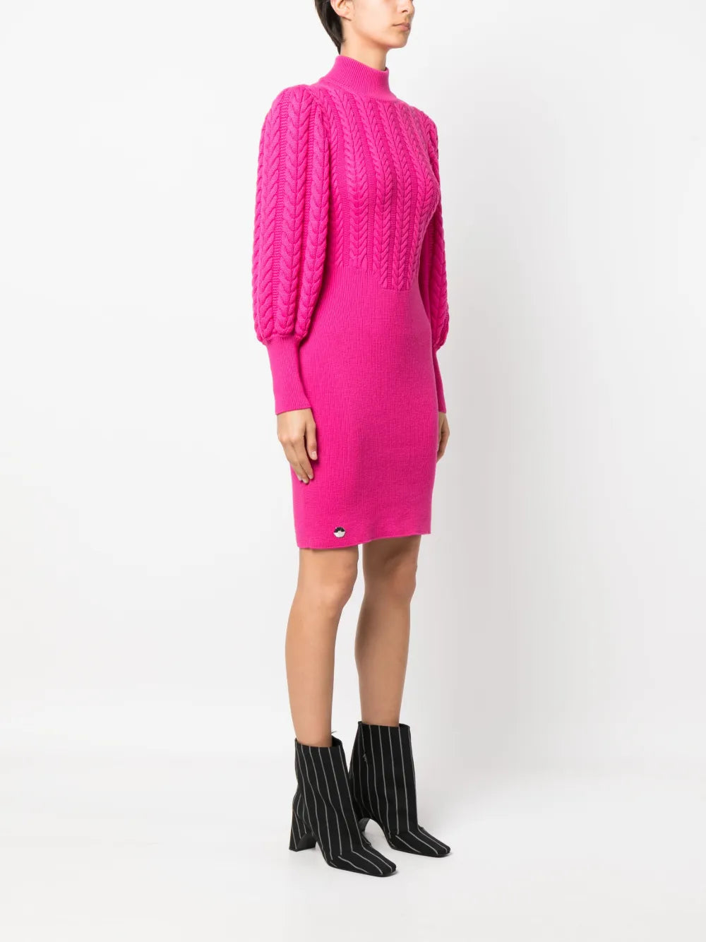 cable-knit high-neck dress