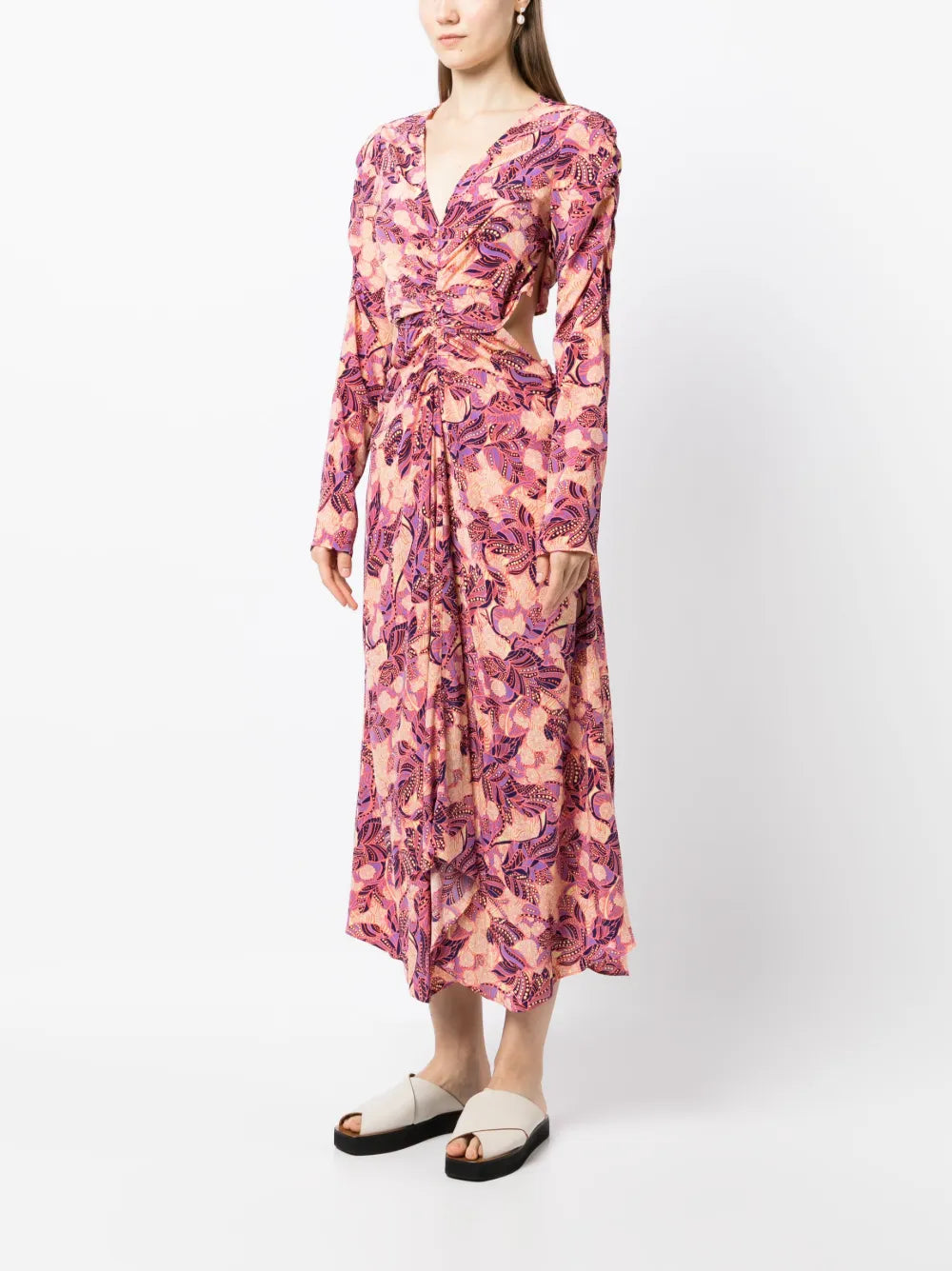 Mona floral-print flared dress