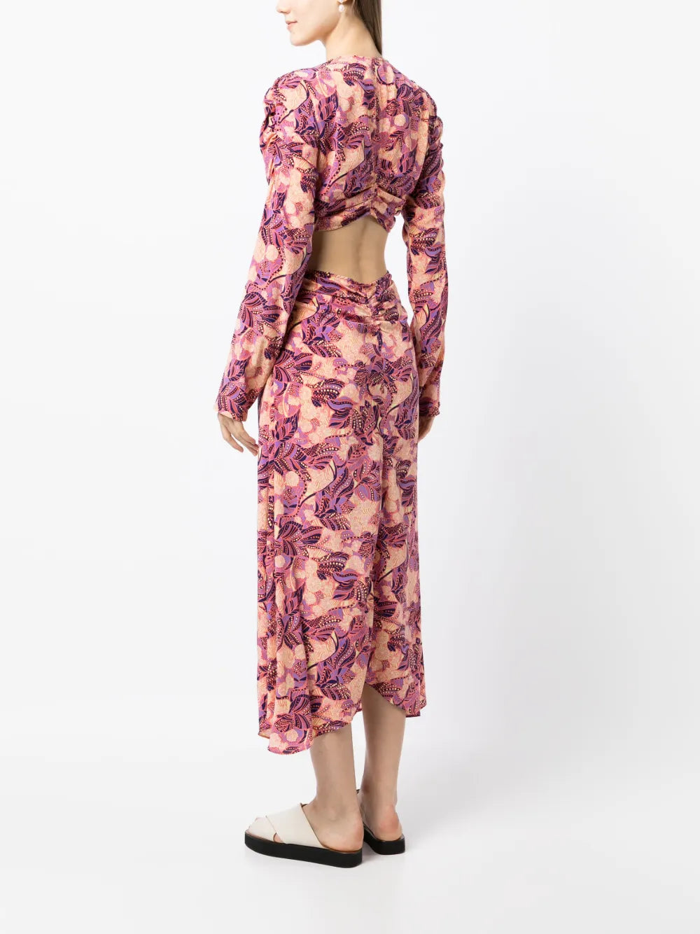 Mona floral-print flared dress