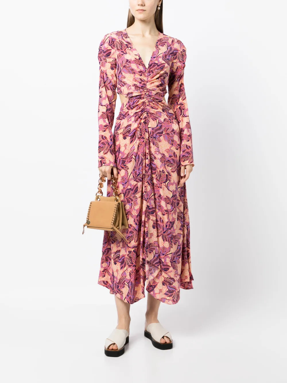 Mona floral-print flared dress
