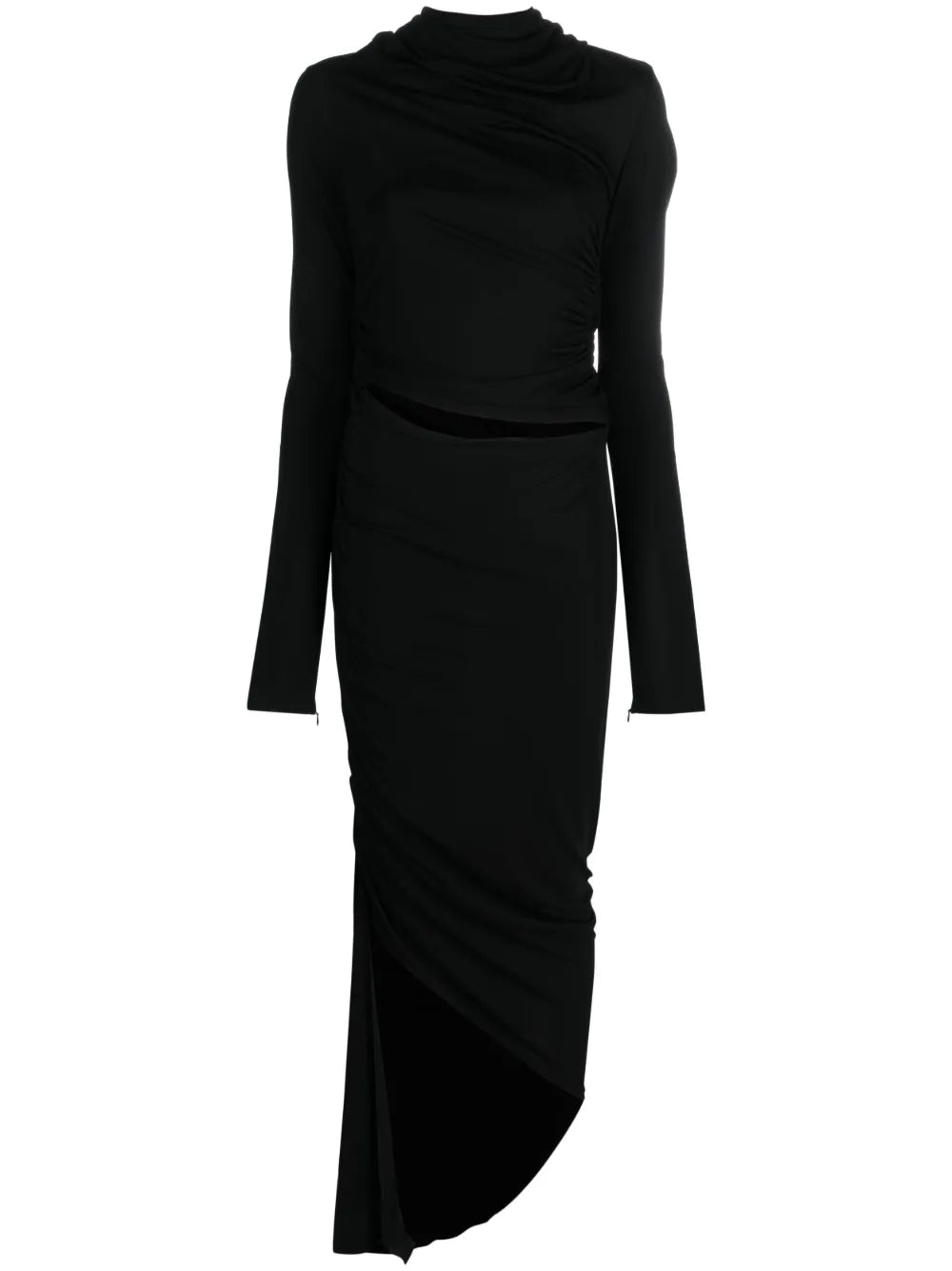 asymmetric draped midi dress