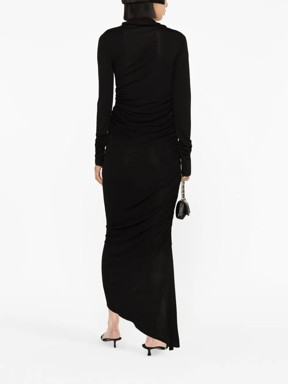 asymmetric draped midi dress