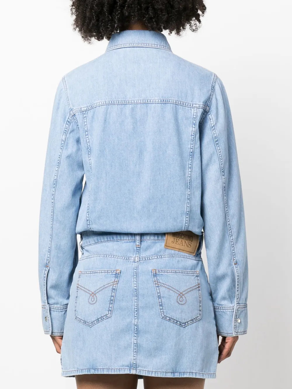 long-sleeve mini denim dress