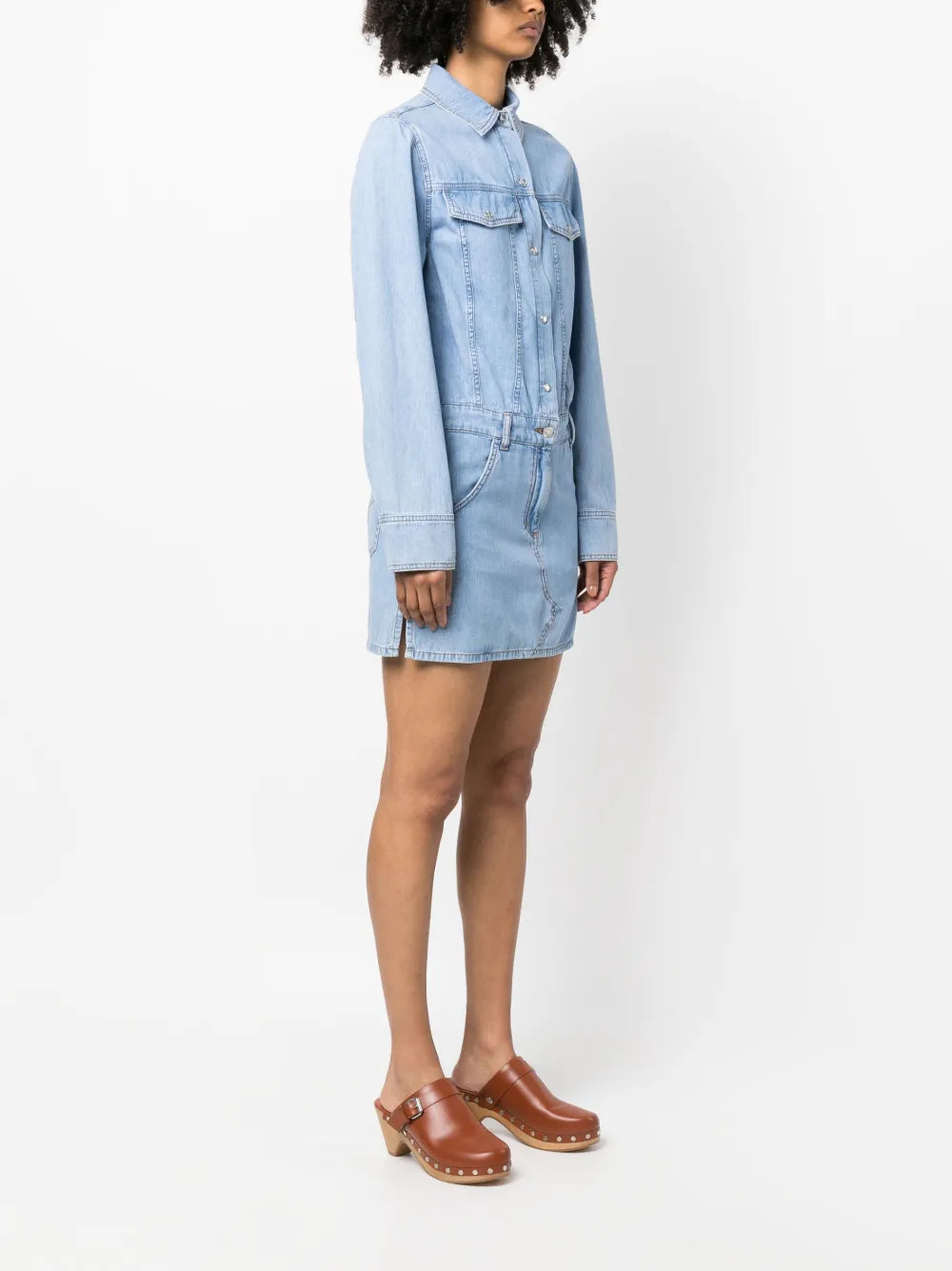 long-sleeve mini denim dress