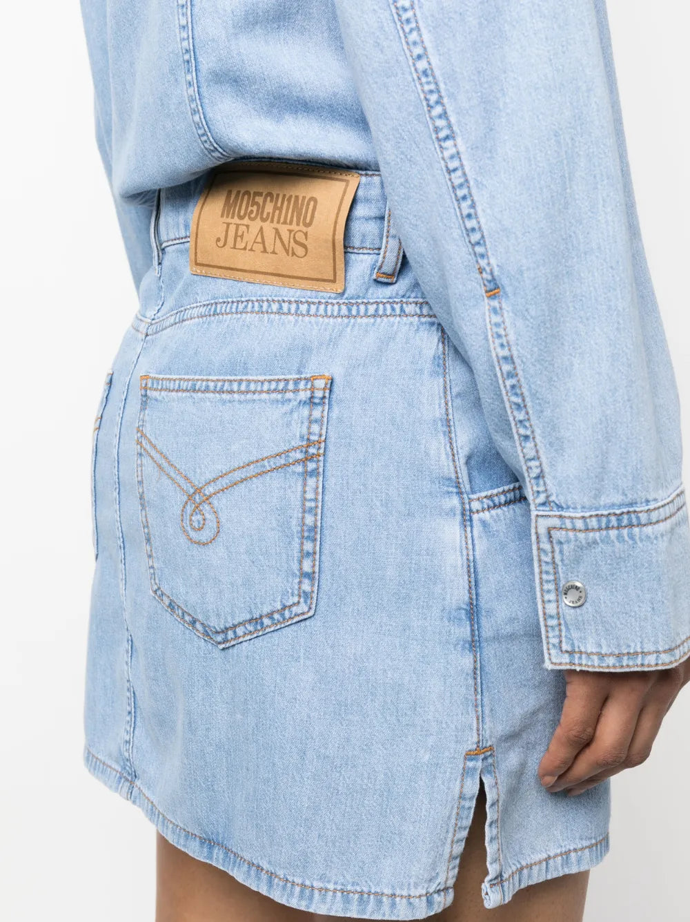 long-sleeve mini denim dress